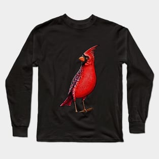Red Cardinal bird cute cardinal red bird Long Sleeve T-Shirt